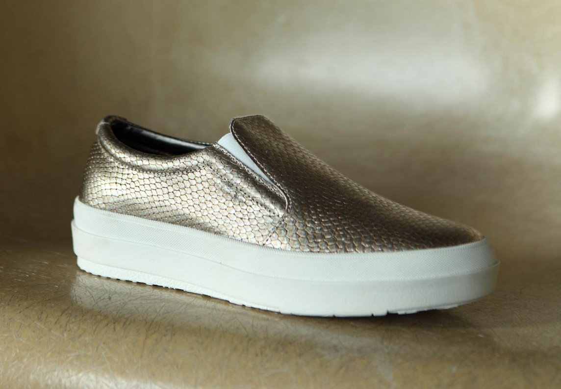 Slip on vera pelle stampa pitone oro - Moodshoes - Scarpe e zoccoli donna  made in italy